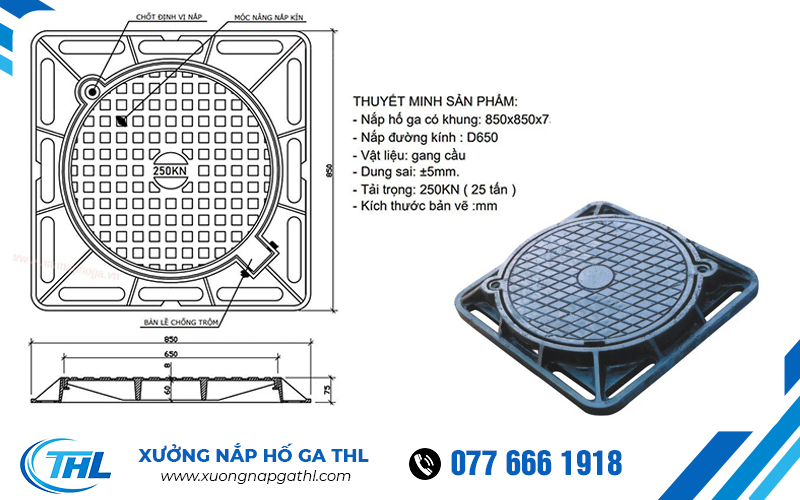 Thông số kỹ thuật nắp hố ga